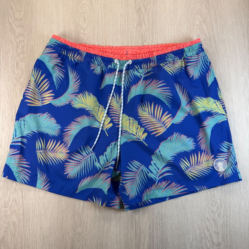 Chubbies Mens XXL Blue Tropical Palm Leaf Swim Trunks 5.5 Inch Inseam‎ Shorts
